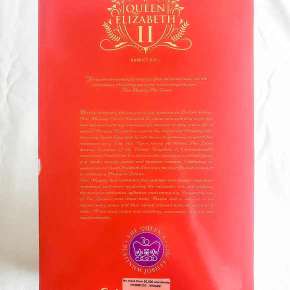 NIB/NRFB 70th Anniversary Queen Elizabeth II Platinum Jubilee Barbie Doll - Picture 2 of 3